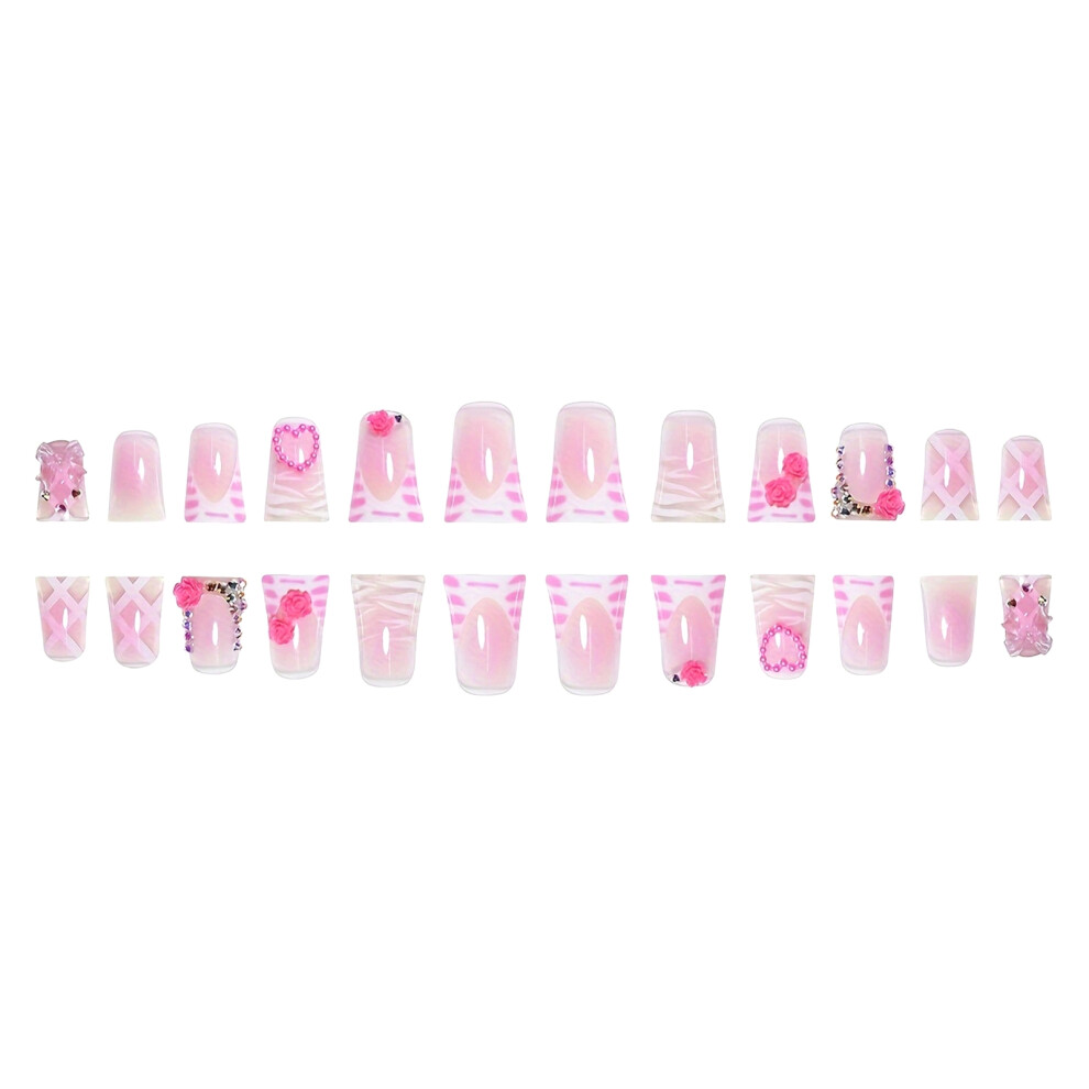 Dachuang Beauty French Tip Pink Duckbill Fake Nails For Women