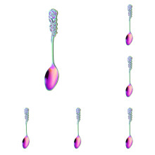 Colorful Rainbow Stainless Steel Dessert Spoons – Easy Clean, Compatible with Home & Restaurant Use