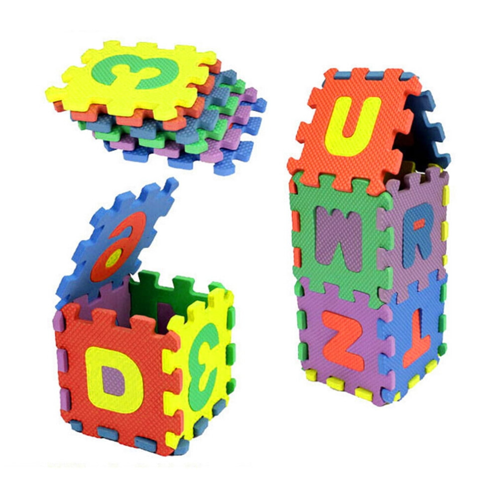 Educational Foam Alphabet Puzzle Play Mat for Kids Interlocking Tiles with Letters and Numbers, Safe & Soft