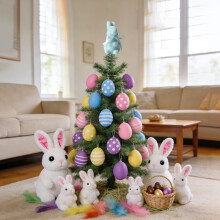 Easter Rabbit Tree Topper with Bowknot Spring Stand