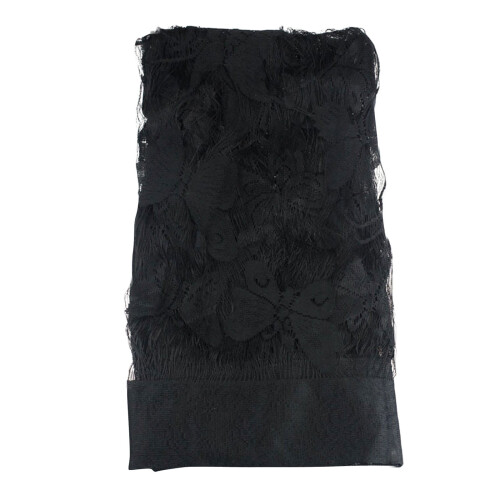 Macrame Lace Door Curtain Black 39x79 in 1