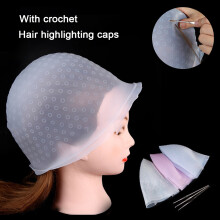 Silicone Dyeing Cap for Hair Highlights, Reusable, White/L.Pink/L.Blue