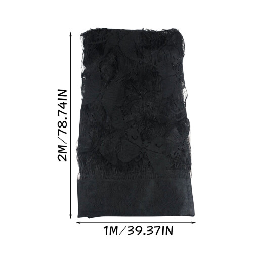 Macrame Lace Door Curtain Black 39x79 in 2
