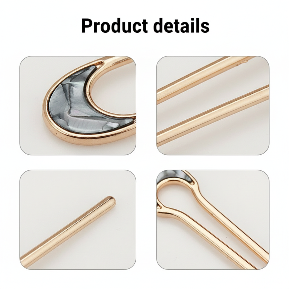 Zhouq-Outdoors (U Shape Gold) Vintage Pearl U-Shape Hairpin For Bun