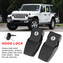 Anti Theft Hood Lock Kit for Jeep Wrangler JK 2007-2017, Black, Easy Install