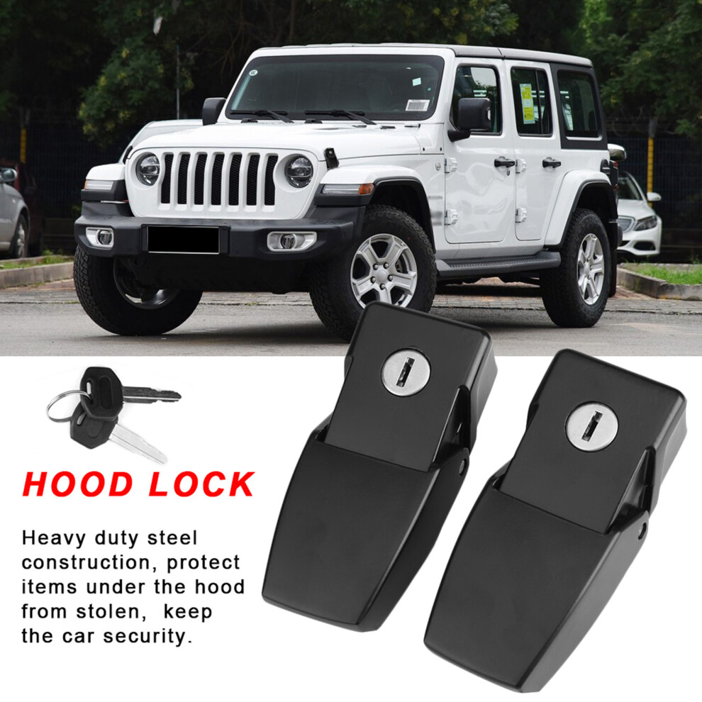 Anti Theft Hood Lock Kit For Jeep Wrangler Jk 2007-2017, Easy Install Black 9361392577947