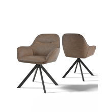 (Dark Brown, Set of 2) Goeurvant Swivel Dining Chairs