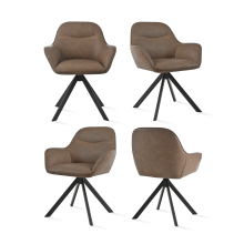 (Dark Brown, Set of 4) GOEURVANT Swivel Dining Chairs