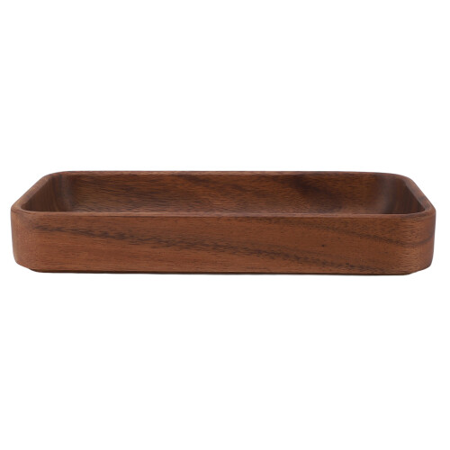 Wooden Serving Bowl Fruit Snack Dish, Durable Rectangular Salad Plate