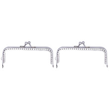 2Stk Robuster Metall Purse Frame Silber Mit Schloss Für Taschenbasteln