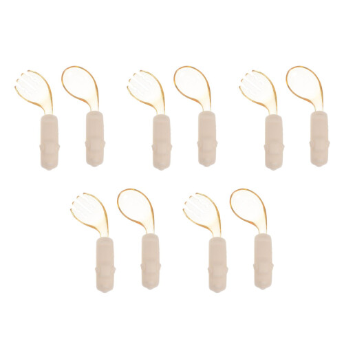 5Sets Beige Fütterbesteck Set Ppsu Ergonomisch Leichtgriff