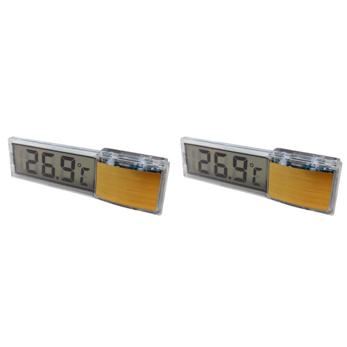 2Stk Golden Aquarium Thermometer LED Messgerät Saugfuß