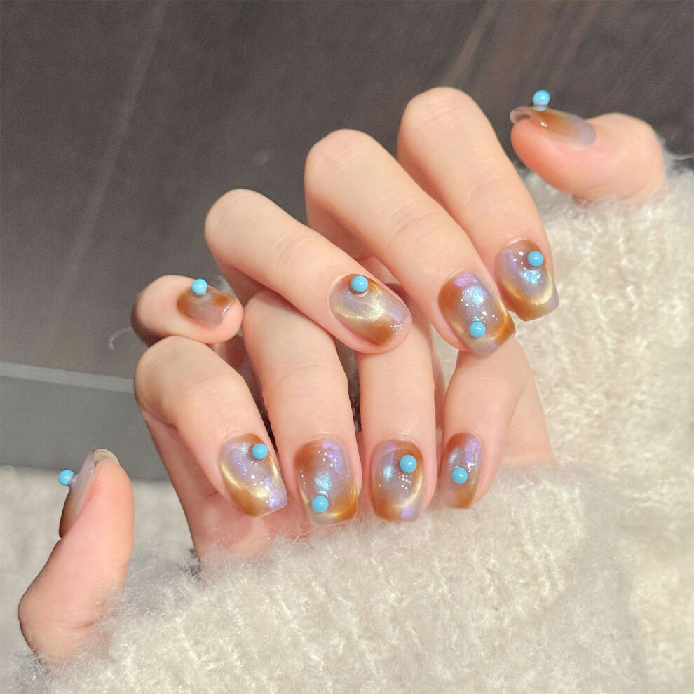 Dachuang Beauty (S) 10Pcs Ombre Press On Nails W/ Rhinestones For Party Wedding