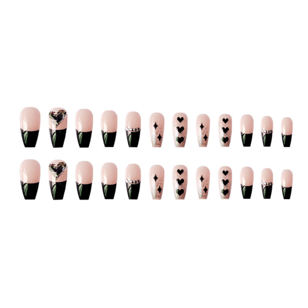Dachuang Beauty Black (Jelly Glue Model) 24Pcs Cute Heart Fake Nails