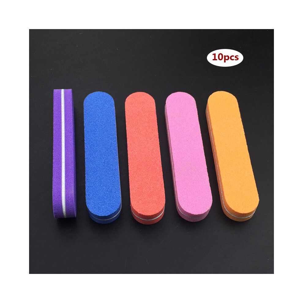 Dachuang Beauty 10Pcs Washable Double-Sided Nail Polishing Sponge Tool