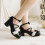 1Paar Damen Lederschuhe Mit Schleife, Mittelabsatz, 10