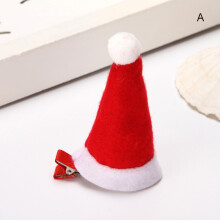 (A) Santa Hat Hair Clip - Xmas Barrettes & Cosplay Props