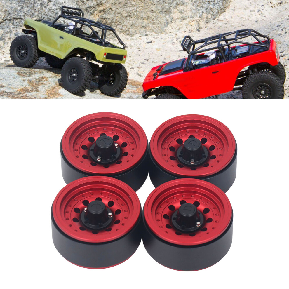 4Pcs 1/10 Rc Beadlock Wheel Rim Set 1.9 Inch Aluminum Alloy Red 7661387693266
