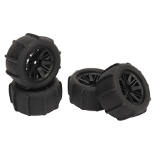 4er Set 12mm Sechskant RC-Räder mit Reifen für 1/14 Autos, Schwarz, Durchmesser 80mm