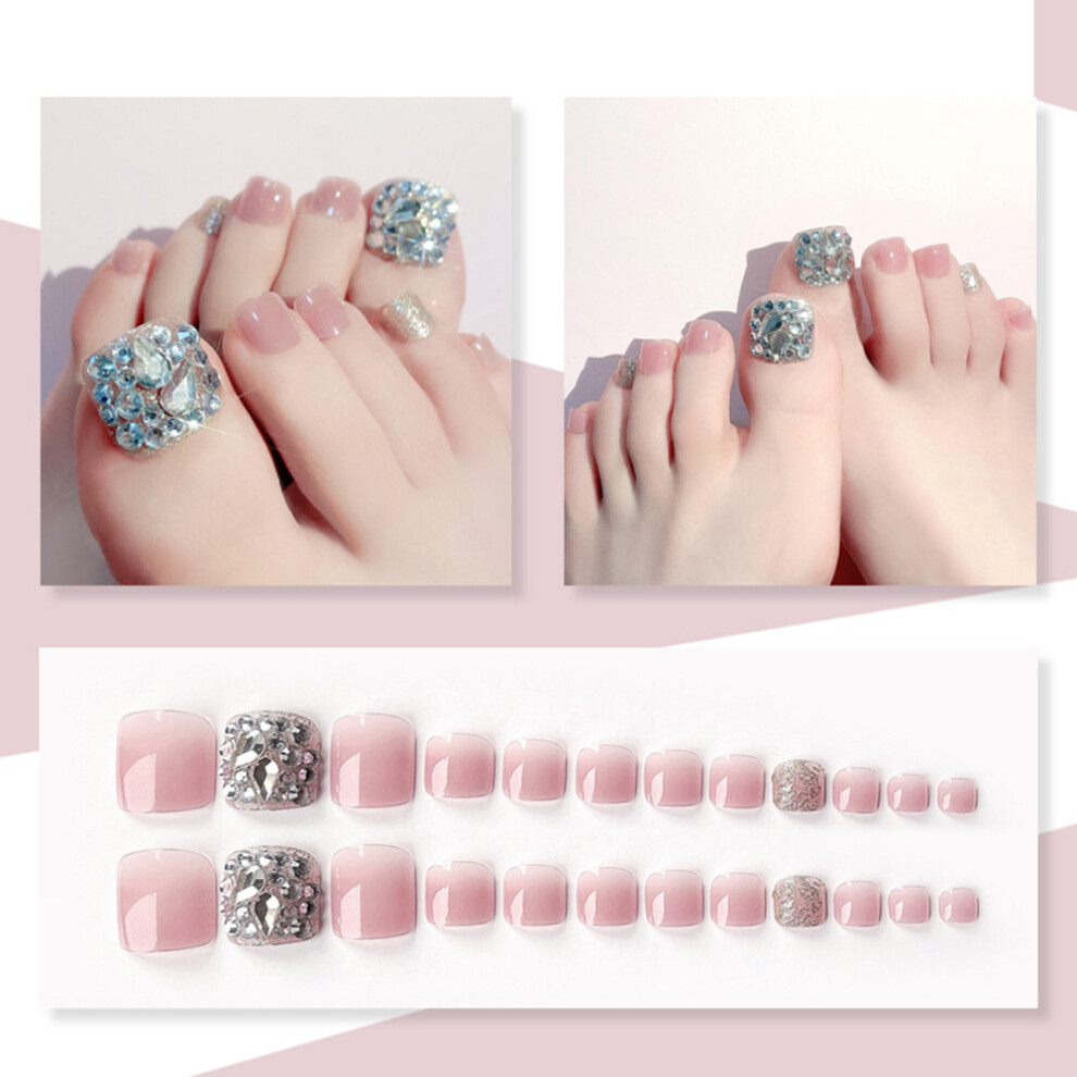 Dachuang Beauty (Jelly Glue Model) 24Pcs Glossy Fake Nails With Glitter For Women