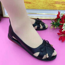 (Black, 41) Peep-Toe Non-Slip Flats for Mother\'s Day Gift
