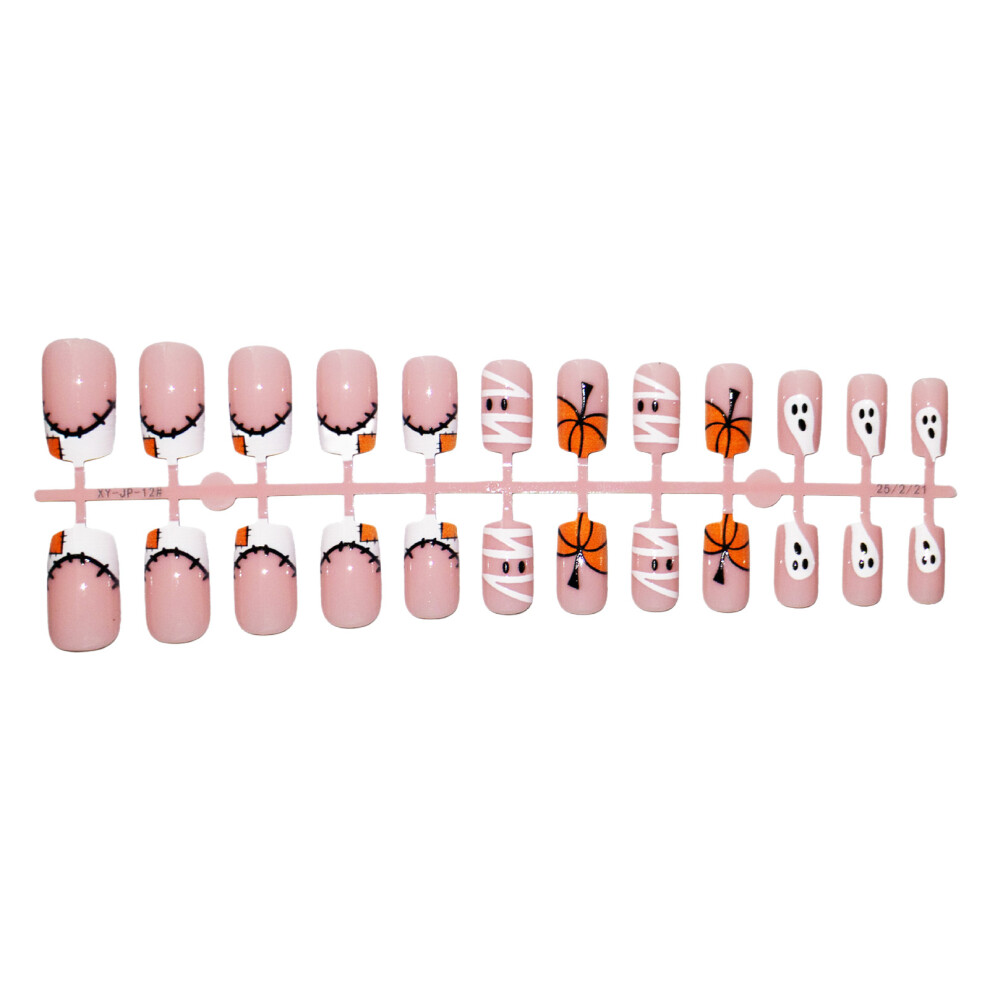 Dcph-Clothing 24Pcs Halloween Fake Nails, Zero Pressure Design