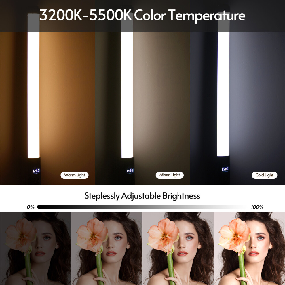 Handheld Led Video 3200K-5500K Dimmable 10 Brightness Levels With Remote Light 4661390443523