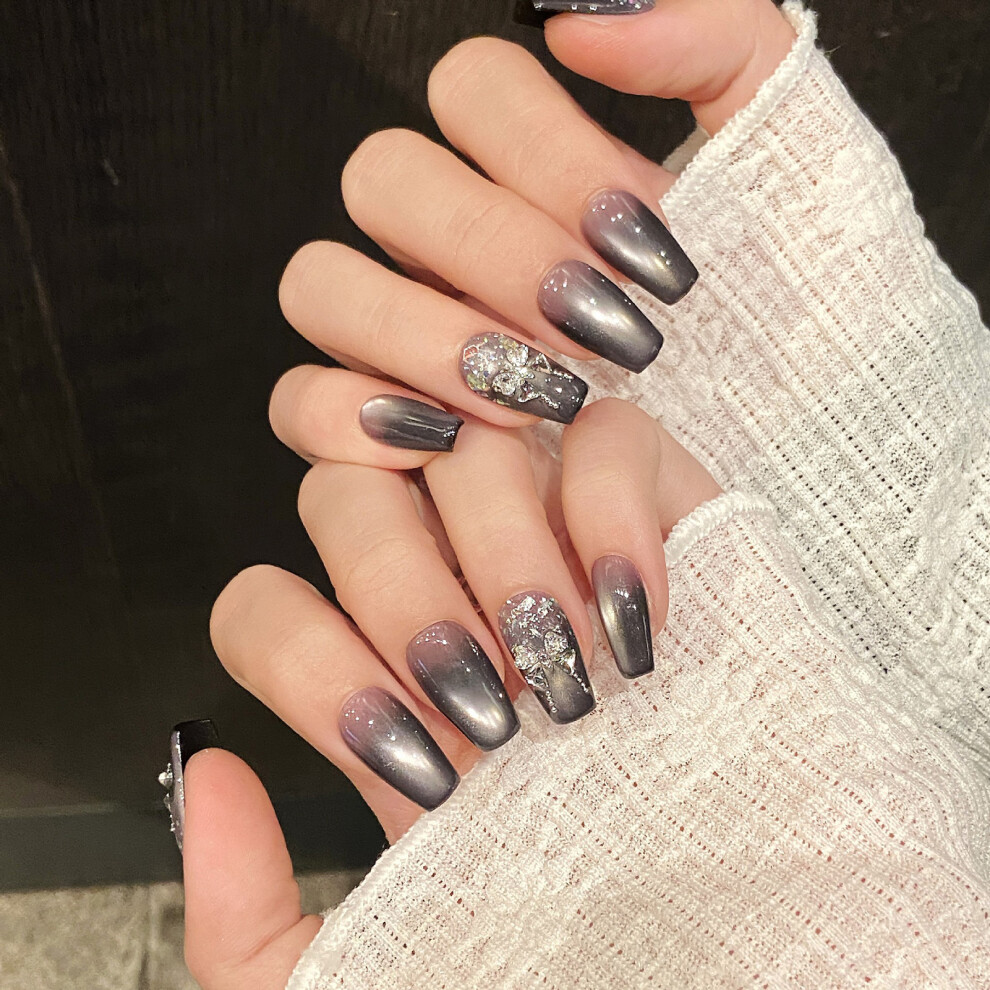 Creation-3C (Xs) Glossy Cat Eye Fake Nails - Easy Apply Manicure