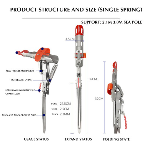 (Single) Auto Fishing Rod Holder w/ Hook Setter 2