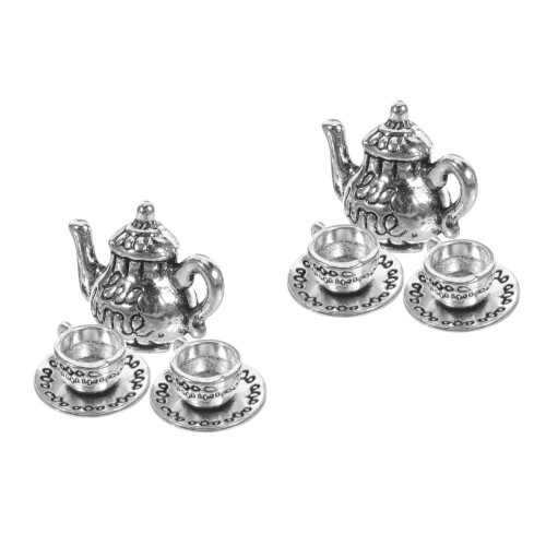 2Sets Mini Teekessel Metall Silber Zinklegierung Elegante
