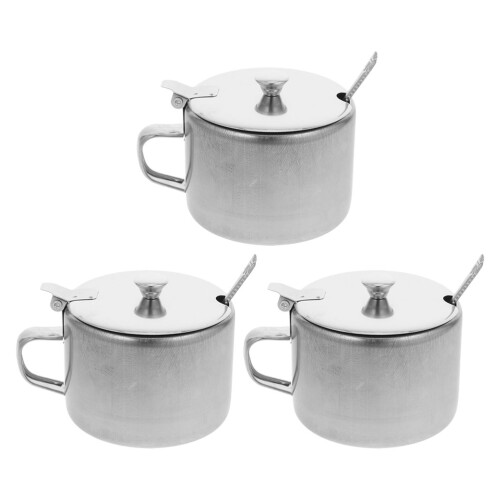 9Sets Silver Stainless Steel Spice and Sugar Storage Jars with Handle 2