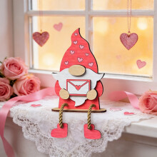 Valentine's Day Wooden Tiered Tray Sign – 6" Table Decor, Mantel, Centerpiece, Wedding & Party Ornament, Gift for Her
