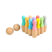 Wooden Bowling Set for Kids 10 Pins 2 Balls