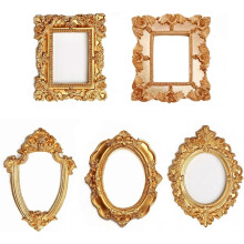 Mini Gold Frames - Small Gold Vintage Flower Oval Rectangle Baroque Frames Table Top Frame for Christmas Holiday Party Decor