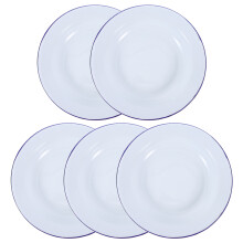 5Stk Weiße Emaille Rundplatten Robust Für Familienessen Und Snacks