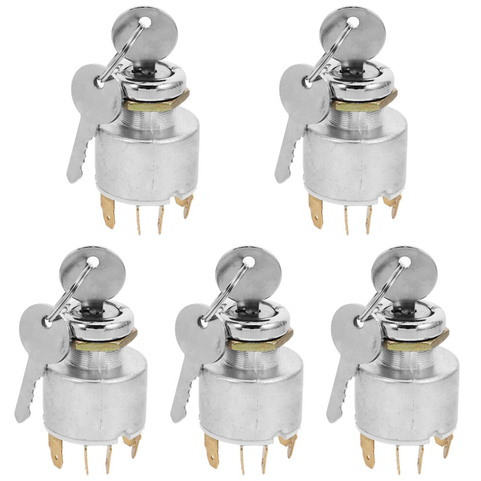 5Pcs Car Switch Starter Ignition Switch With Key Car Accessory Silver 3713519400021