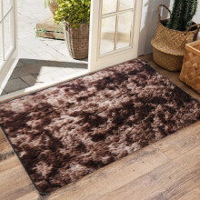 Faux Fur Area Rug Brown 19x31 Inch High Pile Non-Slip
