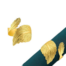 6 Leaf-Shaped Napkin Rings, Open Design for Easy Use & Secure Hold, Elegant Tableware for Parties/Weddings