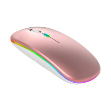 LED Wireless Mouse, Slim Rechargeable Wireless Silent Mouse, 2.4G Portable USB Optical Wireless Computer Mice with USB Receiver for Laptop, Desktop