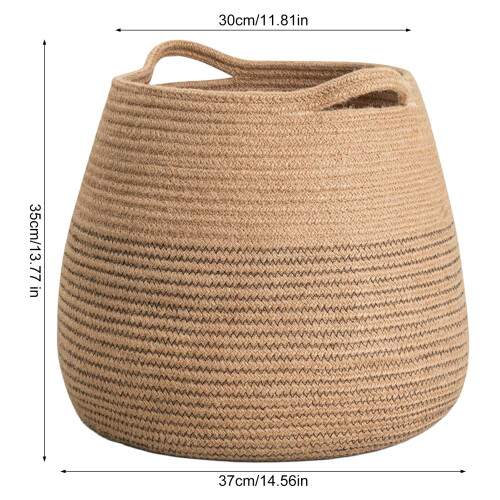 (C 35x37cm) Foldable Cotton Rope Basket with Metal Frame 2