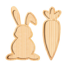 Rabbit & Carrot Shaped Mini Charcuterie Boards – 2PCS Wooden Serving Trays, Easter/Spring Rustic Kitchen Decor, Housewarming Gift – Compatible