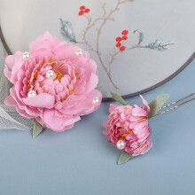 (Peach Pink, 2pcs) Pearl Hairpin Set for Party & Dress Up