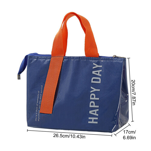 (Blue) Insulated Lunch Bag with Foil Lining, Large Capacity 2