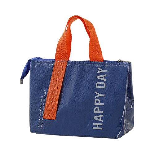 (Blue) Insulated Lunch Bag with Foil Lining, Large Capacity