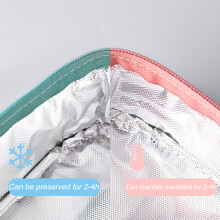 (Green) Insulated Lunch Bag with Foil Lining, Large Capacity
