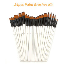 24pcs Artist Paintbrush Set – Nylon Hair, Assorted Shapes & Sizes