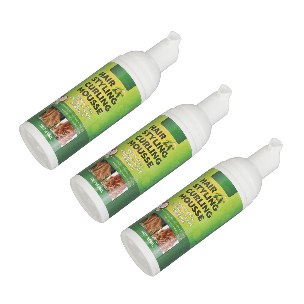 Unisex 3Pcs 60Ml Curly Hair Mousse Frizz Control Styling Moisturizer Set