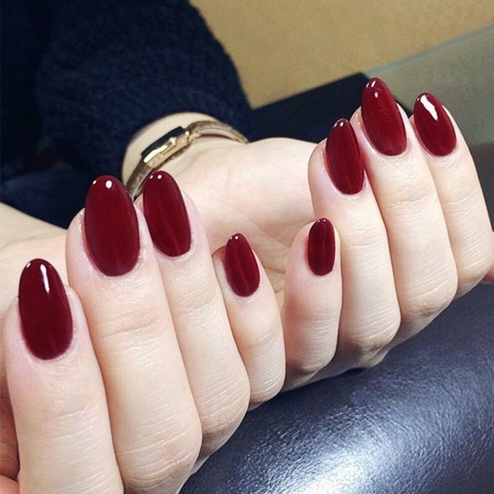 Creation-3C Burgundy Glossy Fake Nails - Easy Apply & Peel Off