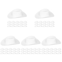 100Pcs White Mini Cowboy Hats for Dolls DIY Craft Home Decoration