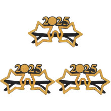 3Stk Goldene 2025 Partybrille Stk Plastik Neujahrsdeko Mit Stern